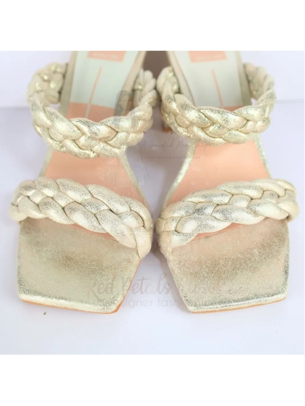 Dolce Vita Paily Stella Braided Heeled Sandals Metallic Light Gold Size 10- 0282